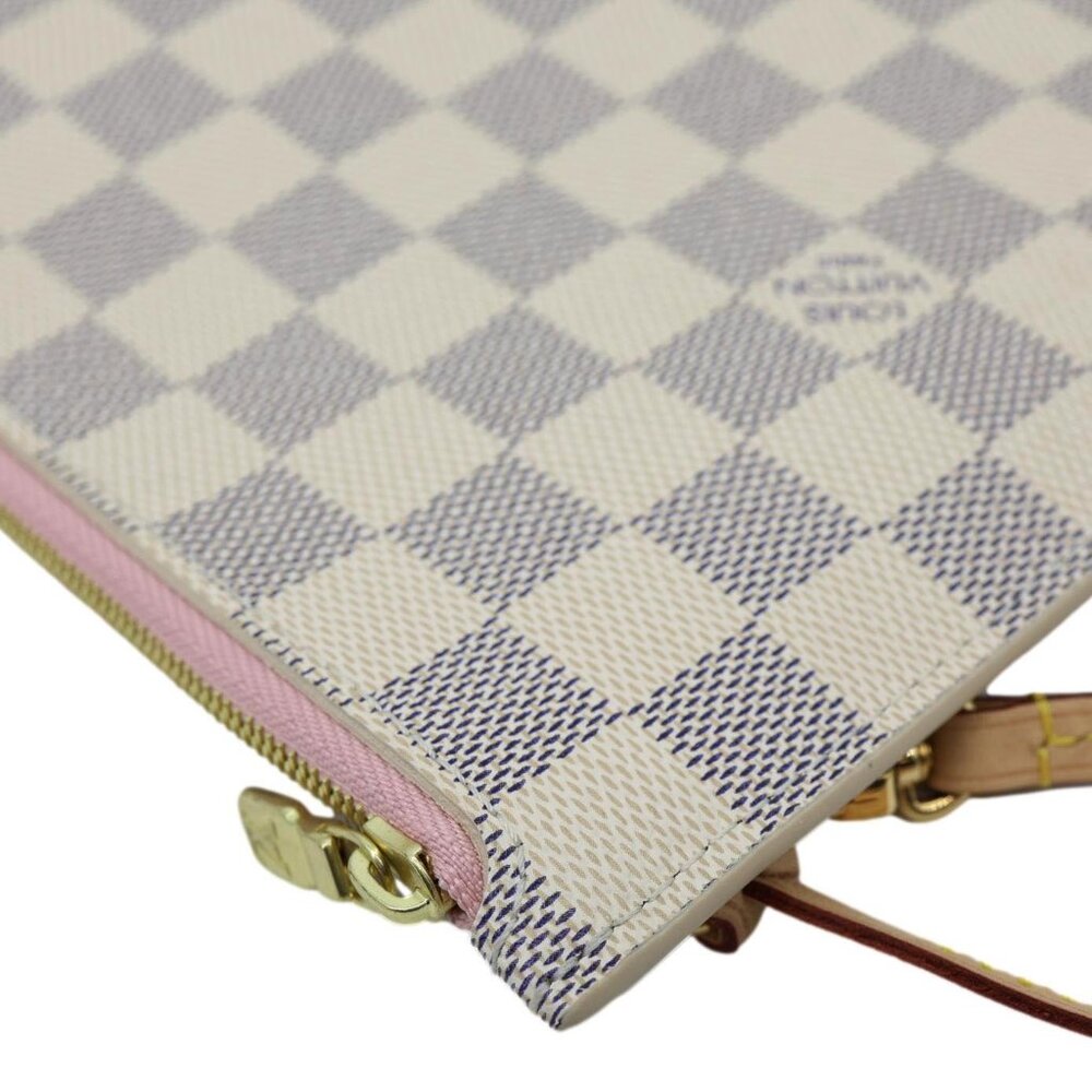 Louis Vuitton Neverfull MM Pochette Damier Azur Wristlet Rose Ballerine - Picture 7 of 12